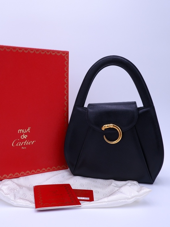 Cartier Handbags - Vintage CARTIER Panthere Black Caviar Top Handle — 1995